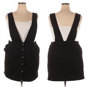 Black Cotton Apron Pinafore Overall Skirt Dress 1X
